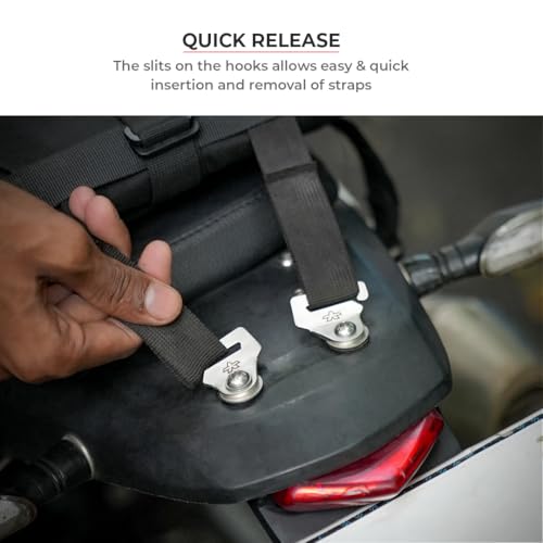 ViaTerra Quick Release Motorcycle Strap Hooks | Heavy Gauge Stainless Steel Mounting Brackets, Universal Fit, Set of 2 (M10) - size: M10