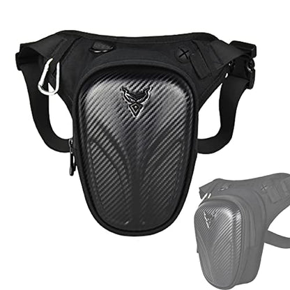 Motorcycle Leg Bag Waterproof Riding Waist Bag Messenger Bag Outdoor Casual Equipment PU+EVA Composite Shell Bag - color: Black