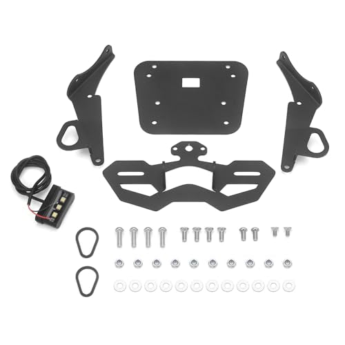 Motorcycle License Plate Holder Bracket, for Yamaha YZF-R25 2014-2025 / YZF-R3 MT-25 MT-03 2015-2025, Fender Eliminator with LED License Plate Lights and Turn Signal Mounting Holes (Black)