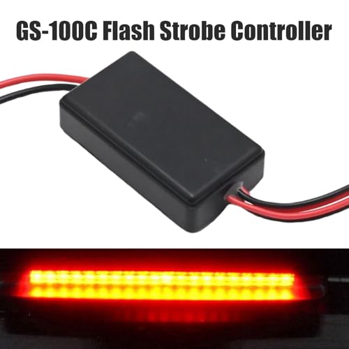 Flash Strobe Controller 12V 24V GS-100C Universal LED Light Flasher for Tail Brake Turn Clearance Lights, Car Truck Motorcycle ATV UTV Grille Bumper Warning Light