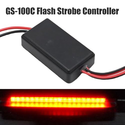 Flash Strobe Controller 12V 24V GS-100C Universal LED Light Flasher for Tail Brake Turn Clearance Lights, Car Truck Motorcycle ATV UTV Grille Bumper Warning Light