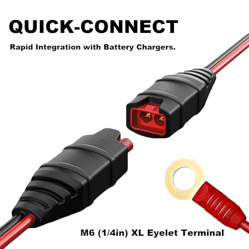 2-Pack M6 Eyelet Terminal Charger Cable compatible with GC002 X-Connect NOCO GENIUS1 GENIUS2 Smart Battery Trickle Charger