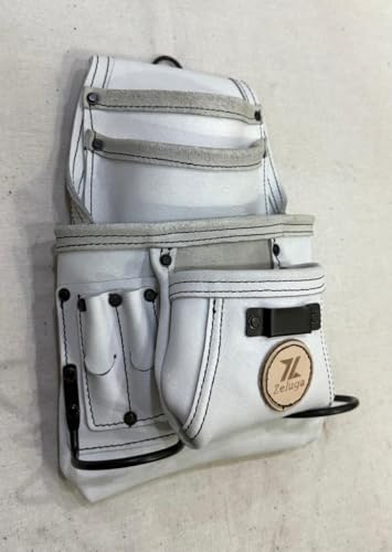 Zeluga 20-527 10 Pocket Rigger Heavy Duty Leather Tool Bag, Off White - color: Off White