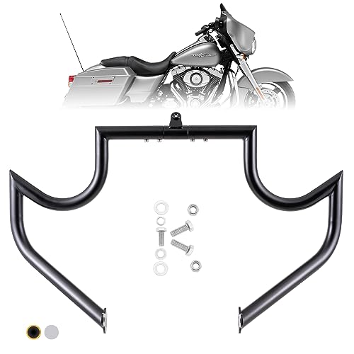 Kinglemc Crash Bar Engine Guard Highway Bar for Harley Davidson Touring Road Glide Road King Street Glide Electra Glide CVO and Trike Models 09-25 (Mustache Black) - color: Black-Mustache