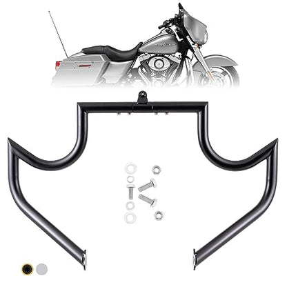 Kinglemc Crash Bar Engine Guard Highway Bar for Harley Davidson Touring Road Glide Road King Street Glide Electra Glide CVO and Trike Models 09-25 (Mustache Black) - color: Black-Mustache
