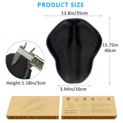 VENROCK Motorcycle Gel Seat Cushion Universal Motorcycle Seat Pad Improved Ventilation Groove Shake Rider Cushion 3D Honeycomb Breathable Structure Shock Absorption Stay Cool Comfortable in Long Rides