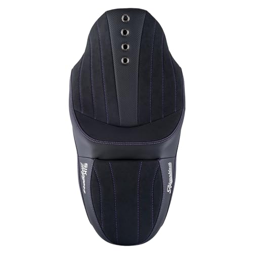 Advanblack SIK Baggers Touring Seat with Custom Stitching for 2009–2023 Harley Road Glide, Street Glide, Road King & Electra Glide，Gel-Lab Cushion, Synthetic Suede, No Backrest Slot (Purple Stitching) - color: Purple Stitching