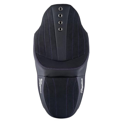 Advanblack SIK Baggers Touring Seat with Custom Stitching for 2009–2023 Harley Road Glide, Street Glide, Road King & Electra Glide，Gel-Lab Cushion, Synthetic Suede, No Backrest Slot (Purple Stitching) - color: Purple Stitching
