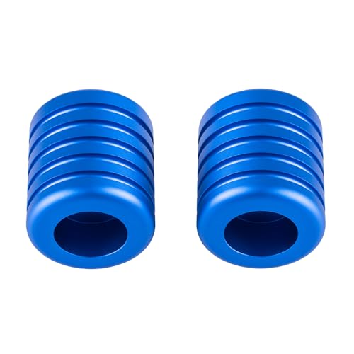 Advanblack CNC Aluminum Motorcycle Frame Sliders – Crash Bar Slider for Harley 1-1/4” Flat Out & Highway Crash Bars/Saddlebag Guards – Red, Gold, Black, Silver – Bolt-On Pair with Screws (Blue CNC) - color: Blue CNC