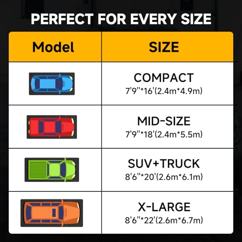 SUNYRISY 7'9" x 18' Containment Garage Floor Mat Under Car, Heavy Duty Waterproof Garage Carpet Floor Protection Non-Slip Parking Mat with Squeegee for Cars SUVs Trucks - size: 7'9" x 18'