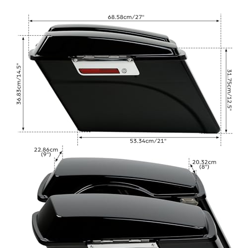 XMT-MOTO Hard Saddlebags Saddle bags W/Lid Latch Key Fit for Harley Davidson 1994-2013 Touring road king ultra street glide electra glide and 1984-2017 Softail Gloss Black - color: Gloss Black/Chrome Latches, size: Standard