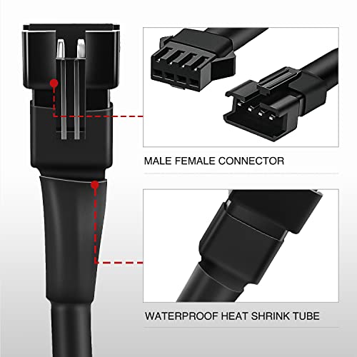 Nilight Extension Cable for Motorcycle LED Strip Lights 4PCS 2 Feet Extension Cords 3PCS 2 Way Y Splitter 4PIN Extension Cord for Underglow Neon Accent Light Strips Rock Lights