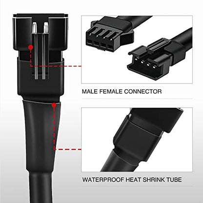 Nilight Extension Cable for Motorcycle LED Strip Lights 4PCS 2 Feet Extension Cords 3PCS 2 Way Y Splitter 4PIN Extension Cord for Underglow Neon Accent Light Strips Rock Lights