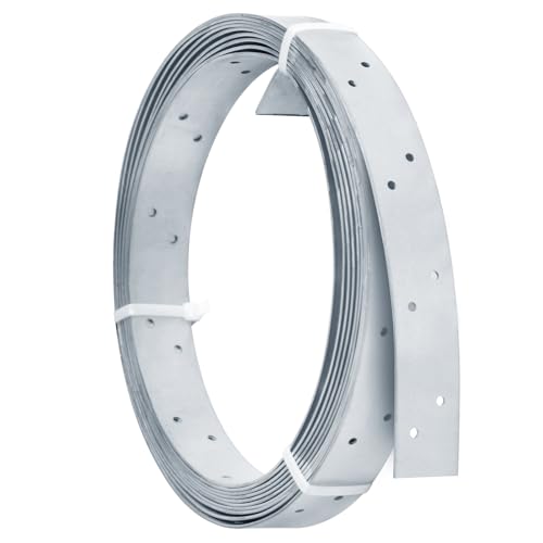 20 ft Perforated Strap Tie Brace, 1-1/4" Width Steel Coiled Strapping, 17 Gauge