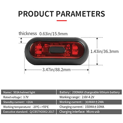Bike Helmet Light, Motorcycle Helmet Brake Light/Bike Bicycle LED Safety Warning helmet Lights for Night Riding, Rechargeable Battery & IPX6 Waterproof