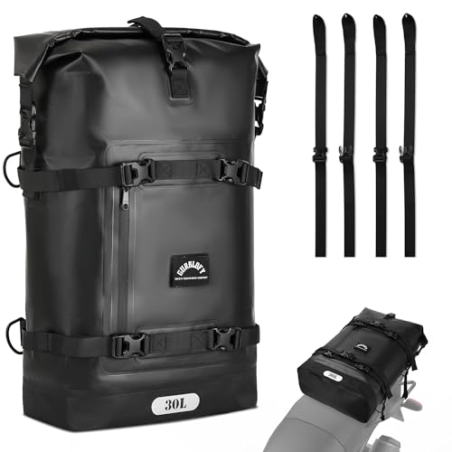 Motorcycle Tail Bag, 30L Waterproof Saddle Bag, 2 Size and 3 Color Options Motorcycle Travel Bag, PVC Luggage Bag, Rear Seat Bag, Classic Black GT-30BL - color: Classic Black, size: 30L