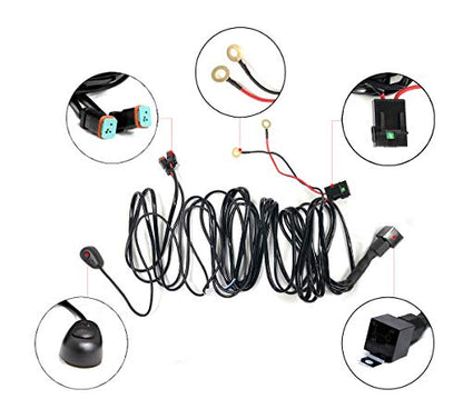 LASFIT Wiring Harness Kit LED Pod Lights 12V On Off Switch Power Relay Blade Fuse 18AWG for Off Road Lights LED Work Light-2 Leads - size: 2 LEADS-100W