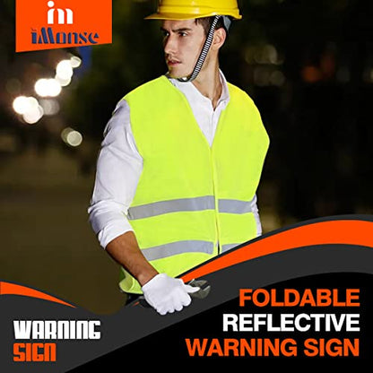 Warning Safety Triangle Kit, Emergency Roadside Warning Reflective Triangle 2 Packs with 1 LED Road Flare Light, Foldable with Storage Case for Roadside Breakdowns Emergencies - size: 2 Packs with 1 LED