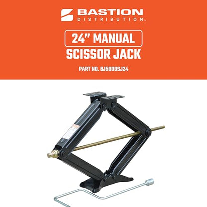 Bastion Distribution One New 24" Scissor Jack with Crank Handle | 5000lbs Capacity | Adjustable 4-24” Height | Spray-Tested Powder Coated | BJ-5000MSJ24 - size: 24" (One Pack)