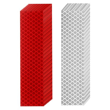 HARFINGTON Reflective Tape High Visibility Adhesive Stickers Outdoor Waterproof for Trailer Bike Car Motorcycle Helmet Mailbox - color: White Red