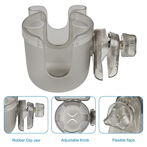 Accmor Stroller Cup Holder with Phone Holder, Bike Cup Holder, Universal Cup Holder for Uppababy Nuna Doona Strollers, 2-in-1 Cup Holder for Walker, Wheelchair, Scooter - color: Transparent Grey