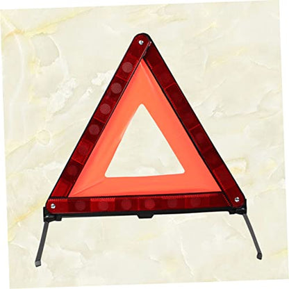 INOOMP 1Pc Roadside Warning Sign Collapsible Emergency Triangle Kit for Vehicle Safety Reflective Red Design for Day and Night Use Easy Setup Material Stable Base