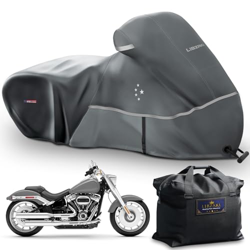 Motorcycle Cover LI LIBZAKI 600D Heavy Duty Storage All Season Universal Weather Waterproof Outdoor Protection 96" XXL Vehicle Cover/Gray - color: 600D Light Gray, size: 96"-XXL