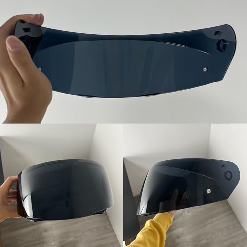 HJ-33 Helmet Visor For i90.Replacement Motorcycle Helmet Shield Compatible with HJC i90 (Deep Black) - color: Deep Black
