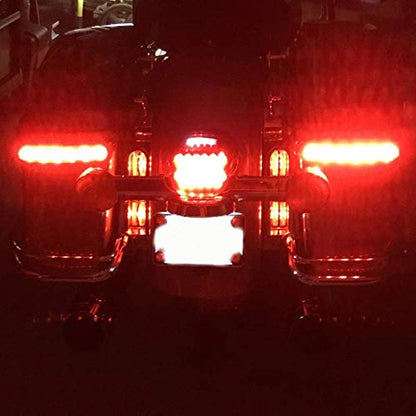 Eagle Lights Saddle-Lights Chrome Saddle Bag LED Lights for 2014 to Current Harley Davidson Touring Models - color: Chrome with Red Lens