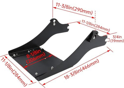 ECOTRIC King Luggage Trunk Bracket Rack Compatible with 1997-2008 Harley Touring FL Mount King Latches Razor Chop Trunk Mount - Black - color: Black