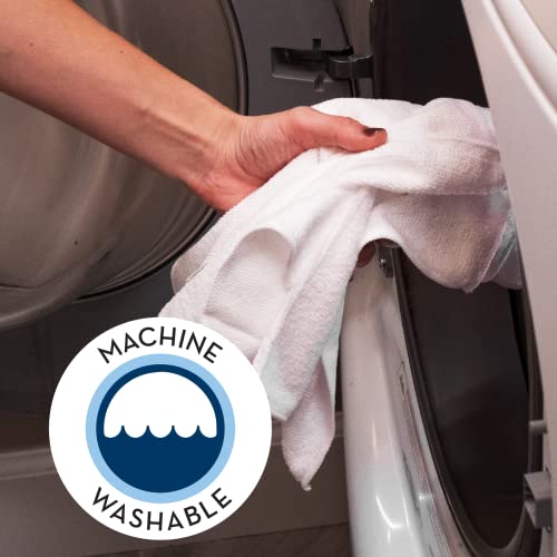 S&T INC. 50 Pack Microfiber Cleaning Cloth, Bulk Towels for Home, Reusable Microfiber Towels for Cars, Cleaning Rags, White, 11.5 Inches x 11.5 Inches, 50 Count
