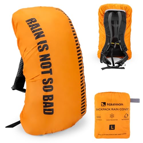 HIKEMAN Waterproof Backpack Rain Cover-Bag Rain Cover(20-30L), Upgraded Anti-Slip Buckle Straps with Rubber Band, Ultralight Compact Portable for Hiking,Camping,Cycling,Travel - color: Orange, size: Large