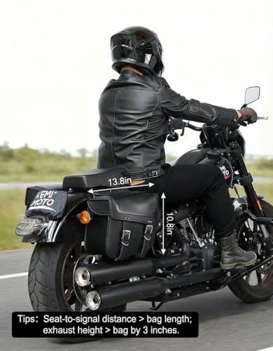 KEMIMOTO Motorcycle Saddlebags, 30L Large Capacity Saddle Bags Motorcycles, PU Leather Motorcycle Luggage Bag for Sportster Softail Dyna V-star Shadow, Universal Motorcycle Accessories, Black
