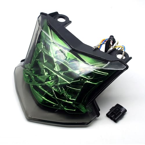 MZS Motorcycle Tail Light, LED Integrated Turn Signal Blinker Green Lens Compatible with Z900 2017-2024 / Z650 2017-2019 / EX 650 EX650 ER6F 2017-2019 / ZH2 2020-2024 - size: EX650/Z650/Z900/ZH2
