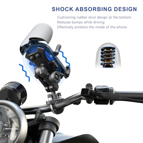 MFGZD Motorcycle Phone Mount Holder Handlebar Clamp With Vibration Dampener, Anti-Shake Adjustable Handlebar Cellphone Clamp Mount For Motorcycle ATV Bicycle Scooter Moped Bike Stroller, 4.8-7" Phones - color: Handlebar Mount