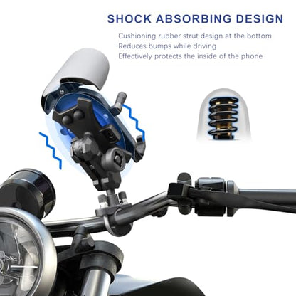 MFGZD Motorcycle Phone Mount Holder Handlebar Clamp With Vibration Dampener, Anti-Shake Adjustable Handlebar Cellphone Clamp Mount For Motorcycle ATV Bicycle Scooter Moped Bike Stroller, 4.8-7" Phones - color: Handlebar Mount