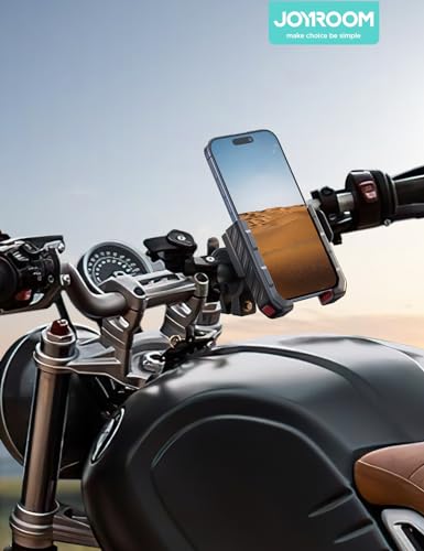 JOYROOM Motorcycle Bike Phone Mount Holder - Bicycle Handlebar Cell Phone Holder - Stroller Scooter Phone Clip for iPhone Samsung Galaxy 4.7''-7'' Smartphones - color: Red