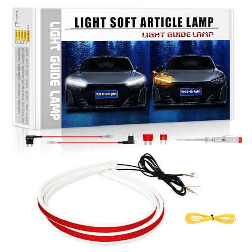 YM E-Bright Sequential Turn Signal Blinker Indicator DRL Led Strip Lights for Cars SUV Motorcycle Waterproof Flexible Exterior Dual Color White Amber Flowing Switchback 12inch/30CM - color: White /Amber Switchback, size: 12 inch