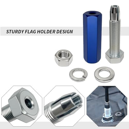 Dirt Bike Flag Mount Kit, Motorcycle Dune Whip Mount, Motorcycle Flag Mount, 22.5mm Rear Axle Mounting Holder Set for Quick Install 1/4" Whip Flag Pole-Blue