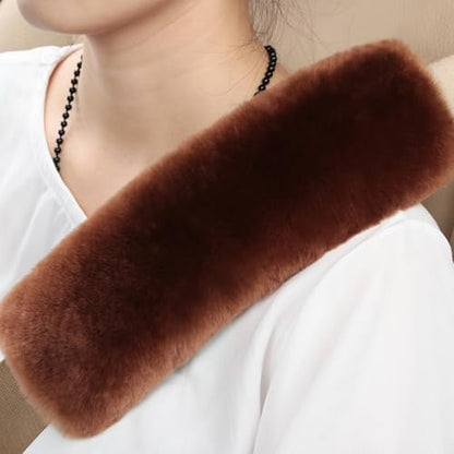 Soft & Cozy Australian Sheepskin Car Seat Belt Covers,2 Pack Fluffy Seatbelt Pads, Genunie Sheepskin Fur Shoulder Straps Cushions for Adults Kids Women and Men (Chocolate) - color: Chocolate