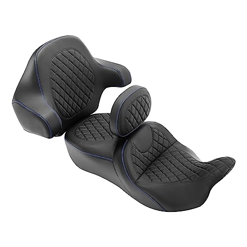 Hammock Seat Rider Backrest Passenger Backrest Pad Diamond 2-Up One-Piece Sissy Bar fit for Harley Touring Road King FLHR Street Glide FLHX Road Glide FLTRX 2009-2021 - color: A Style Red New