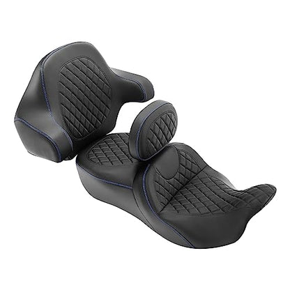 Hammock Seat Rider Backrest Passenger Backrest Pad Diamond 2-Up One-Piece Sissy Bar fit for Harley Touring Road King FLHR Street Glide FLHX Road Glide FLTRX 2009-2021 - color: A Style Red New