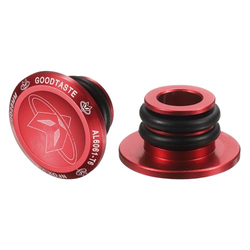 HARFINGTON Bar End Plugs Aluminum Handlebar End Caps Bike Plugs 0.57oz with Matching Rings for MTB Road BMX Fixed Gear Bike, Red - color: Red