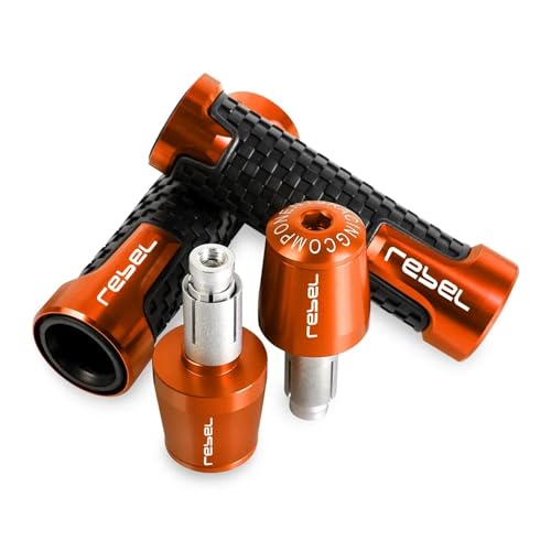 7/8'' Anti-Slip Grip Hand Motorcycle Handlebar Handle Bar Grips End Plugs For HONDA Rebel300 CMX500 CMX300 Rebel CMX 500 300(A-ORANGE) - color: A-ORANGE