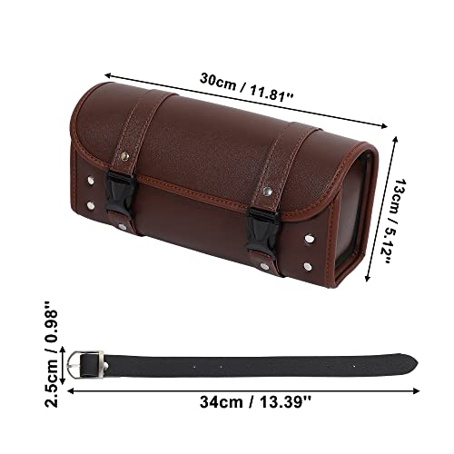 X AUTOHAUX Motorcycle Tool Bag Handlebar Bags Cycling Luggage Bag Waterproof PU Leather Square Brown 11.81"x5.12''