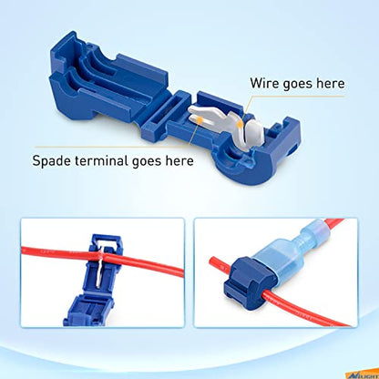 Nilight 360PCS T-Tap Wire Connectors Self-Stripping Quick Splice Electrical Terminals Insulated Male Disconnect Spade Assortment Kit with Storage Case - size: 360Pcs 22-10AWG