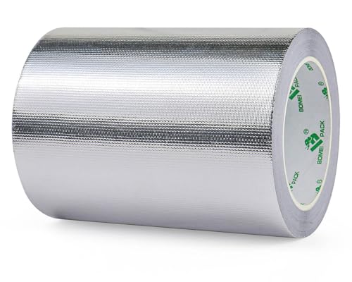 BOMEI PACK Adhesive Aluminum Foil Heat Shield Tape 1 Pack 6inch x 66ft,Barrier Fiberglass Thermal Insulation Reflective Material High Temp Protectionn - size: 6in*66ft