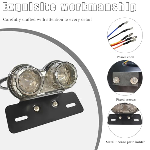 Wevdn 40-LED 40W Motorcycle Tail Light, Integrated Running 40 LED Brake Stop Light with License Plate Bracket, Turn Signal Lamp Tail Light for Motorcycle Street Bike Cruiser (Black) - color: Black