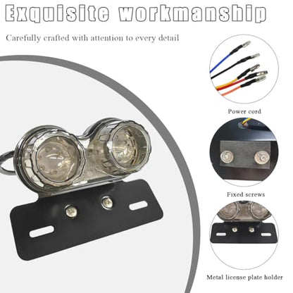 Wevdn 40-LED 40W Motorcycle Tail Light, Integrated Running 40 LED Brake Stop Light with License Plate Bracket, Turn Signal Lamp Tail Light for Motorcycle Street Bike Cruiser (Black) - color: Black