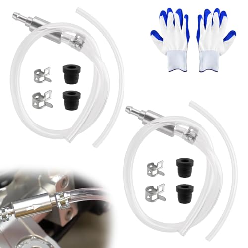 Brake Bleeder Hose, 2 Set One Way Check Valve Tube Bleeding Tool Kit for Car Motorcycle Clutch, Universal Brake Fluid Bleeder Kit, Soft Tube with Metal Clip, Car Clutch Fluid Replacement Hose